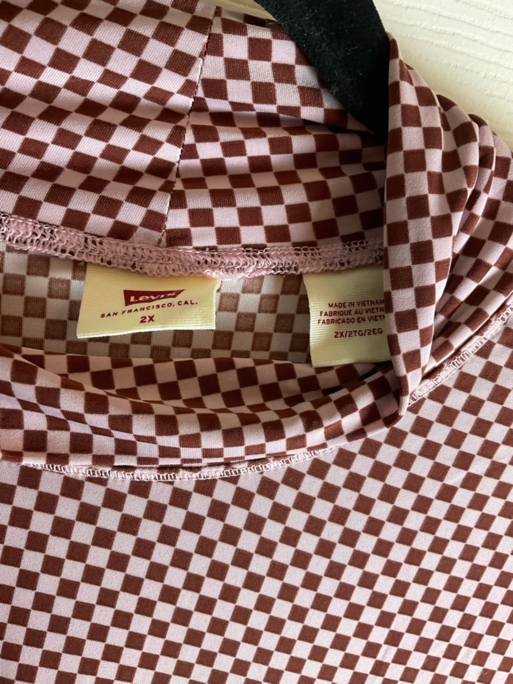 Checked Mock Neck Long-Sleeve Top in Red - Picture 4 of 6